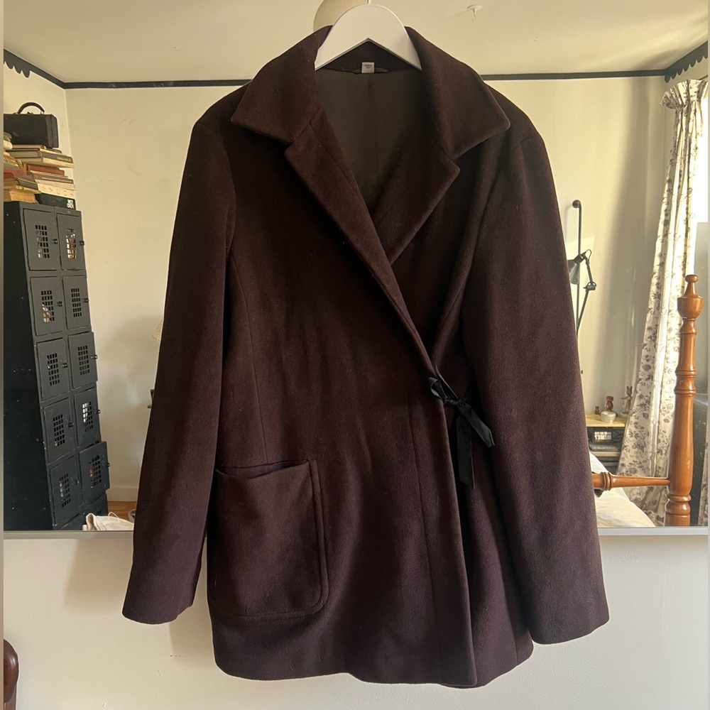 Jil Sander Brown Wool Wrap Coat 40 M/L